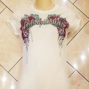 CRASH and BURN White embellished T-Shirt S L